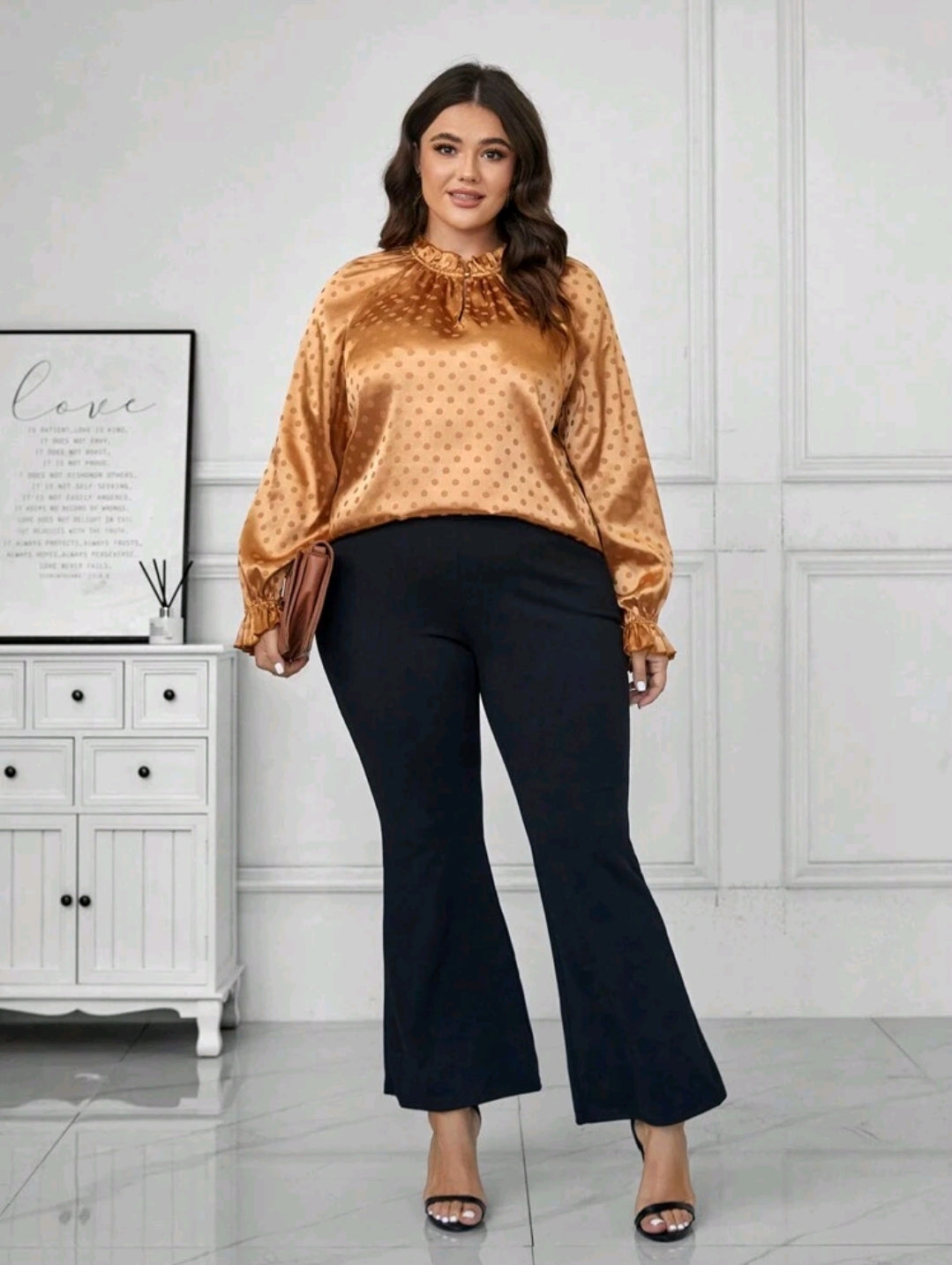 Satin gold top, 1XL