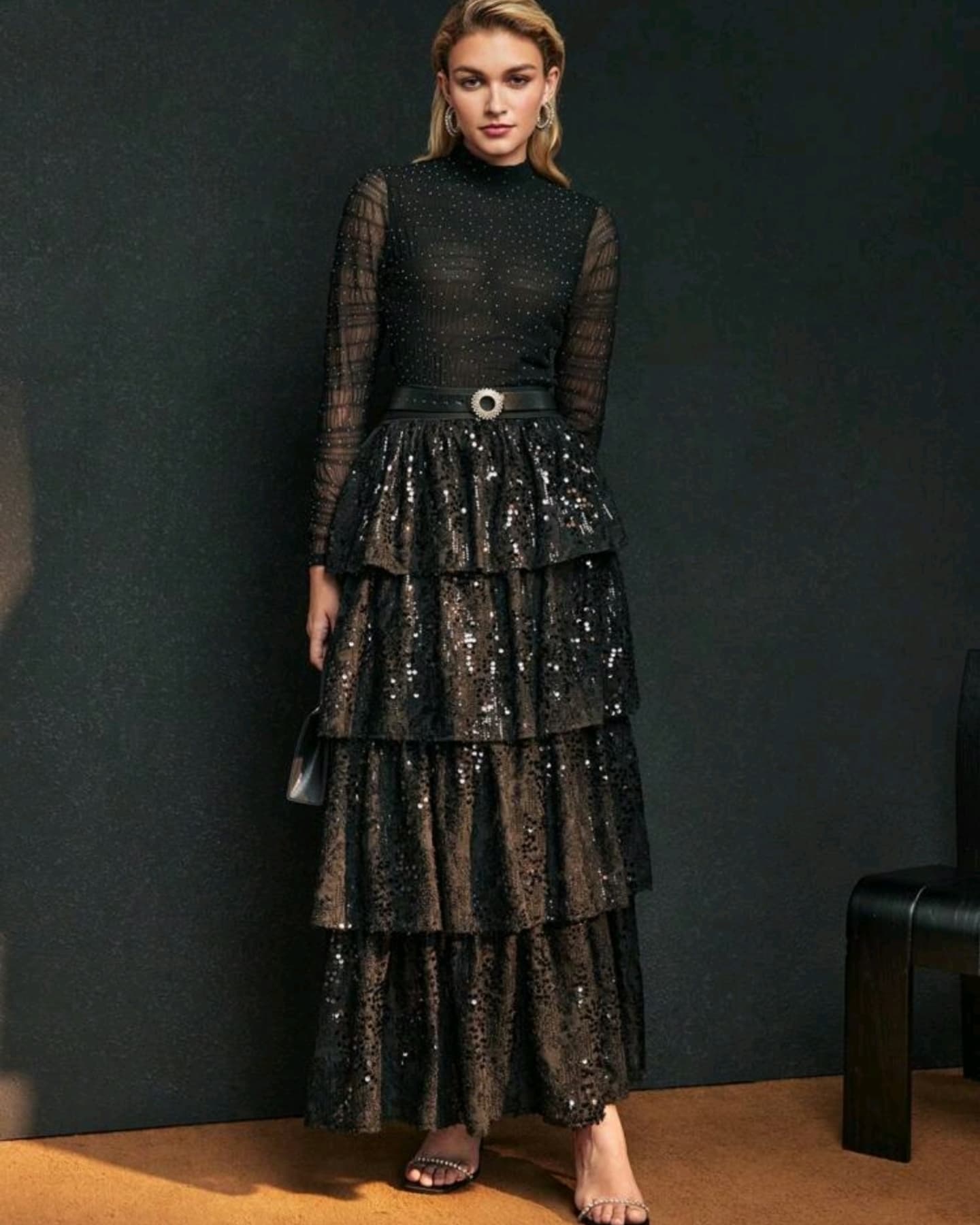 Black Sequin Gown